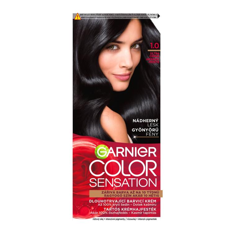 Garnier Color Sensation Vopsea de păr pentru femei 40 ml Nuanţă 1,0 Ultra Onyx Black