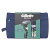 Gillette Mach3 Set cadou Aparat de ras 1 buc + cap de rezerva 1 buc + gel de ras Series Soothing With Aloe Vera Sensitive Shave Gel 200 ml + geantă cosmetică