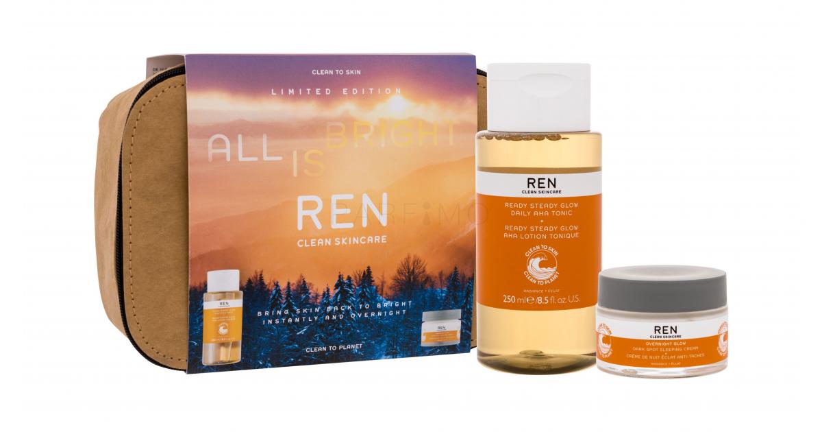 REN Clean Skincare All Is Bright Set cadou Cremă de noapte Radiance Overnight Glow Dark Spot