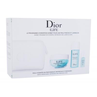 Dior Hydra Life Fresh Sorbet Hydration Program Set cadou crema de zi Hydra Life Fresh Hydration 50 ml + ser pentru piele Hydra Life Hydration Deep Sorbet Water Essence 7 ml + loțiune Hydra Life Balancing Hydration 2in1 Sorbet Water 50 ml + geanta cosmetica