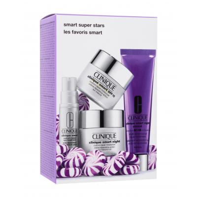 Clinique Clinique Smart Smart Super Stars Set cadou Cremă facială de noapte Clinique Smart Night Clinical MD Repair Treatment 30 ml + cremă de zi Clinique Smart SPF15 Custom-repair Moisturizer 15 ml + cremă facială de noapte Clinique Smart Night Custom-repair Moisturizer 15 ml + cremă de ochi Cliniq