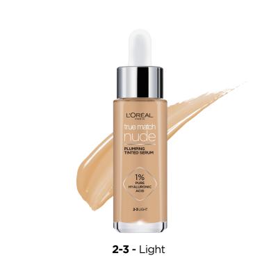 L&#039;Oréal Paris True Match Nude Plumping Tinted Serum Fond de ten pentru femei 30 ml Nuanţă 2-3 Light