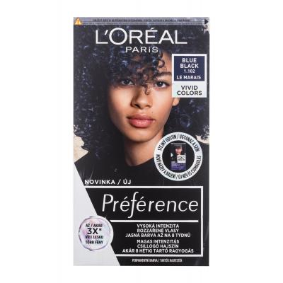L&#039;Oréal Paris Préférence Vivid Colors Vopsea de păr pentru femei 60 ml Nuanţă 1,102 Blue Black