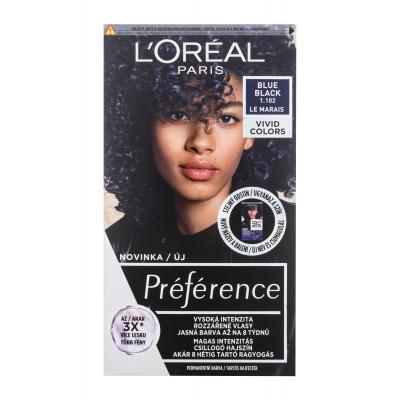 L'Oréal Paris Préférence Vivid Colors Vopsea de păr pentru femei 60 ml Nuanţă 1.102 Blue Black