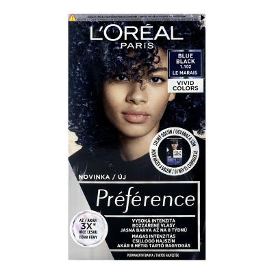 L'Oréal Paris Préférence Vivid Colors Vopsea de păr pentru femei 60 ml Nuanţă 1,102 Blue Black