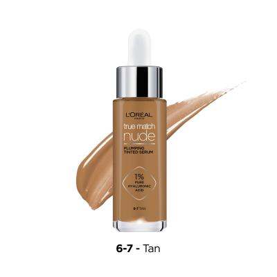 L&#039;Oréal Paris True Match Nude Plumping Tinted Serum Fond de ten pentru femei 30 ml Nuanţă 6-7 Tan