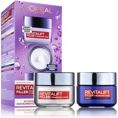 L&#039;Oréal Paris Revitalift Filler HA Duo Set Set cadou Cremă de zi pentru față Revitalift Filler HA 50 ml + cremă de noapte pentru față Revitalift Filler HA 50 ml
