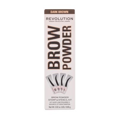 Makeup Revolution London Brow Powder Stamp & Stencil Fard pentru femei 0,65 g Nuanţă Dark Brown
