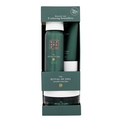 Rituals The Ritual Of Jing 3 Relaxing Bestsellers Set cadou Cremă de corp The Ritual Of Jing 70 ml + spumă de duș The Ritual Of Jing 50 ml + exfoliant de corp The Ritual Of Jing 125 g