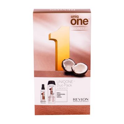 Revlon Professional Uniq One Coconut Set cadou masca de par fara clatire 150 ml + sampon 300 ml Cutie cu defect