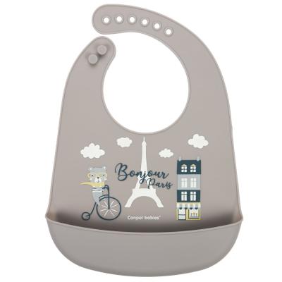 Canpol babies Bonjour Paris Silicone Bib With Pocket Bavete pentru copii 1 buc