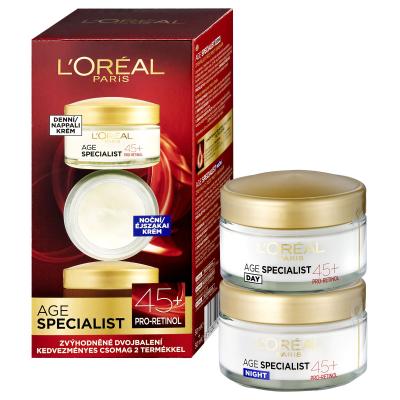 L&#039;Oréal Paris Age Specialist 45+ Set cadou Cremă de zi Age Specialist 45 SPF20 50 ml + cremă de noapte Age Specialist 45 50 ml