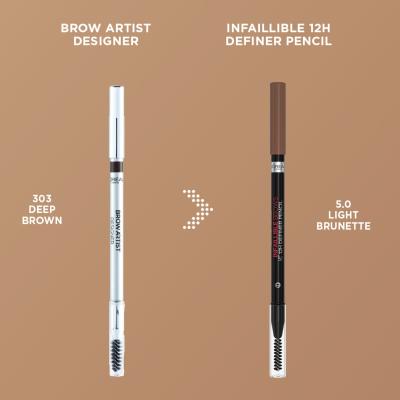 L&#039;Oréal Paris Infaillible Brows 12H Definer Pencil Creion pentru femei 1 g Nuanţă 3.0 Brunette
