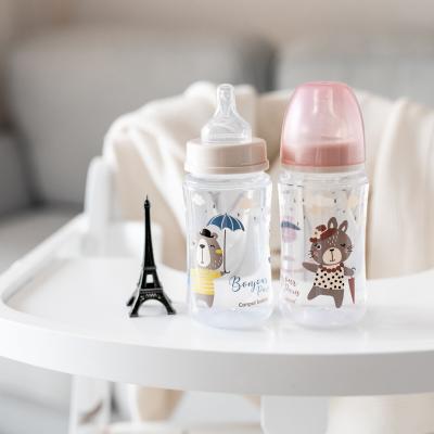 Canpol babies Bonjour Paris Easy Start Anti-Colic Bottle Pink 3m+ Biberoane pentru copii 240 ml