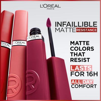 L&#039;Oréal Paris Infaillible Matte Resistance Lipstick Ruj de buze pentru femei 5 ml Nuanţă 105 Breakfest In Bed