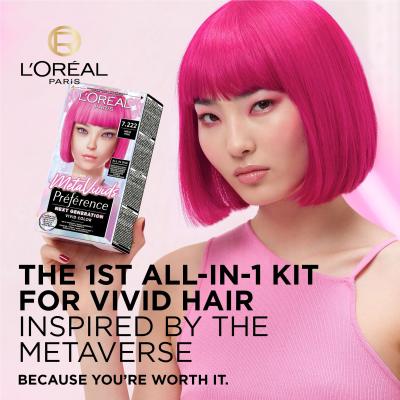 L&#039;Oréal Paris Préférence Meta Vivids Vopsea de păr pentru femei 75 ml Nuanţă 7.222 Meta Pink
