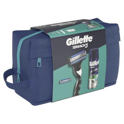 Gillette Mach3 Set cadou Aparat de ras 1 buc + cap de rezerva 1 buc + gel de ras Series Soothing With Aloe Vera Sensitive Shave Gel 200 ml + geantă cosmetică