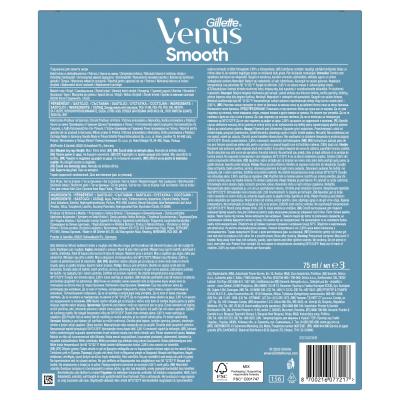 Gillette Venus Set cadou Aparat de ras Venus Smooth 1 buc + capete de schimb 1 buc + gel de ras Satin Care Sensitive Aloe Vera 75 ml