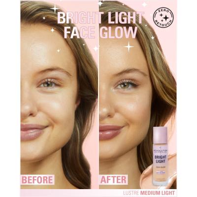 Makeup Revolution London Bright Light Face Glow Fond de ten pentru femei 23 ml Nuanţă Lustre Medium Light