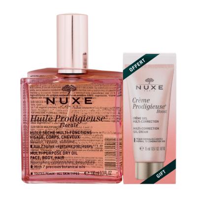 NUXE Huile Prodigieuse Florale Set cadou Ulei de corp Huile Prodigieuse Florale Multi-Purpose Dry Oil 100 ml + gel crema Créme Prodigieuse Boost Multi-Correction Gel Cream 15 ml