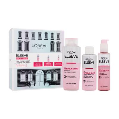 L'Oréal Paris Elseve Glycolic Gloss Set cadou Șampon Elseve Glycolic Gloss 200 ml + tratament pentru păr Elseve Glycolic Gloss 5 Minute Lamination 200 ml + ser pentru păr Elseve Glycolic Gloss Leave-In Serum 150 ml