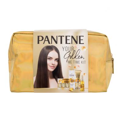 Pantene PRO-V Your Golden Me Time Kit Set cadou Șampon Intensive Repair 250 ml + balsam Intensive Repair 160 ml + ulei pentru păr Keratin Protect Oil 100 ml + tratament intensiv pentru păr Serum Shots Intensive Repair 3x15 ml + trusă cosmetică