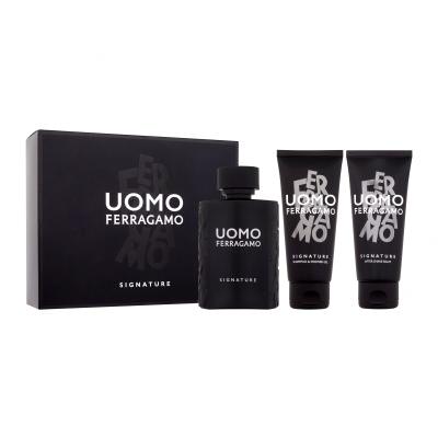 Ferragamo Uomo Signature Set cadou Apă de parfum 100 ml + șampon și gel de duș 100 ml + balsam after shave 100 ml