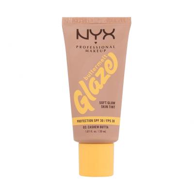 NYX Professional Makeup Buttermelt Glaze Soft Glow Skin Tint SPF30 Fond de ten pentru femei 30 ml Nuanţă 03 Cashew Butta