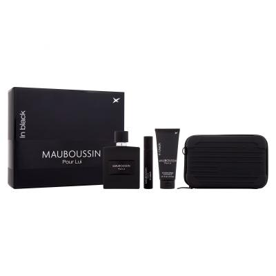 Mauboussin Pour Lui In Black Set cadou Apă de parfum 100 ml + gel de duș 75 ml + apă de parfum 20 ml + geantă de umăr Cutie cu defect