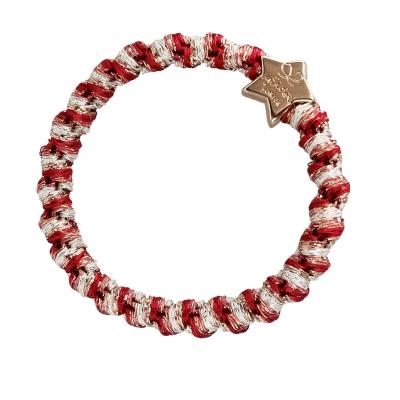 By Eloise London Woven Gold Star Elastice de păr pentru femei 1 buc Nuanţă Candy Cane