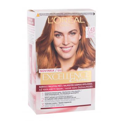 L'Oréal Paris Excellence Creme Triple Protection Vopsea de păr pentru femei 48 ml Nuanţă 7,43 Dark Copper Gold Blonde