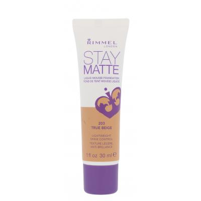 Rimmel London Stay Matte Liquid Mousse Foundation Fond de ten pentru femei 30 ml Nuanţă 203 True Beige
