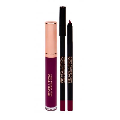 Makeup Revolution London Retro Luxe Gloss Lip Kit Set cadou luciu de buze 5,5 ml + creion contur de buze 1 g