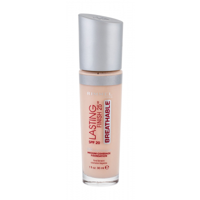Rimmel London Lasting Finish Breathable 25HR SPF20 Fond de ten pentru femei 30 ml Nuanţă 010 Light Porcelain
