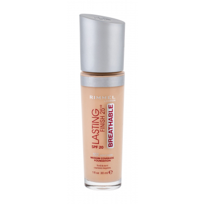 Rimmel London Lasting Finish Breathable 25HR SPF20 Fond de ten pentru femei 30 ml Nuanţă 102 Light Nude