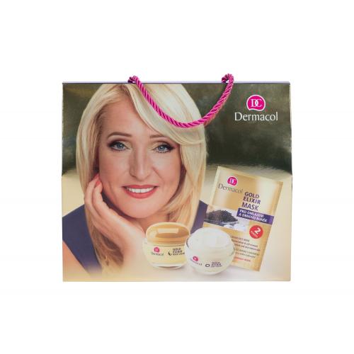 Dermacol Gold Elixir set cadou crema de zi 50 ml + crema de noapte 50 ml + masca de fata 2 x 8 g pentru femei