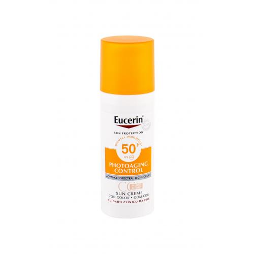 Eucerin Sun Photoaging Control CC Cream SPF50+ 50 ml protecție solară pentru ten unisex Medium Rezistent la apă
