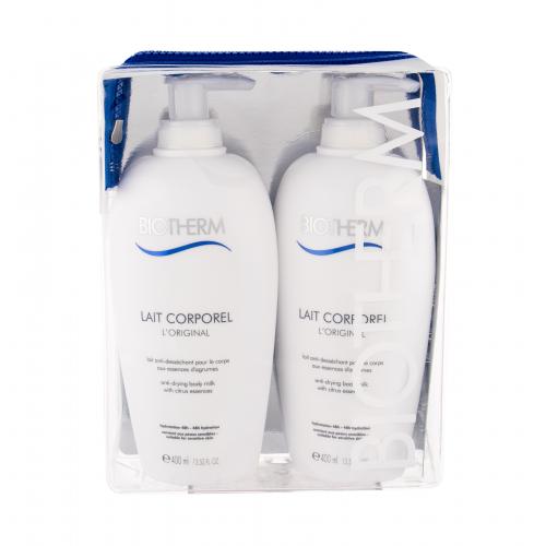 Biotherm Lait Corporel set cadou Lapte de corp 2 x 400 ml + Geanta cosmetica pentru femei