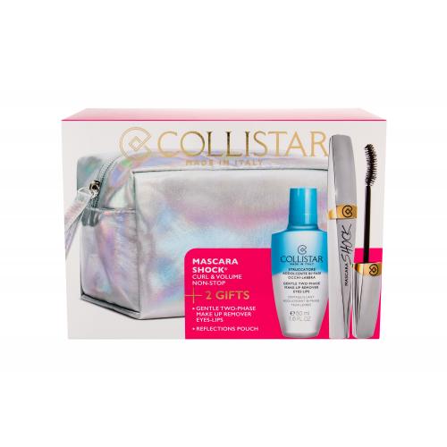 Collistar Shock set cadou Mascara 8 ml + Demachiant bifazic Gentle Two Phase 50 ml + Borseta cosmetice pentru femei Black Shock