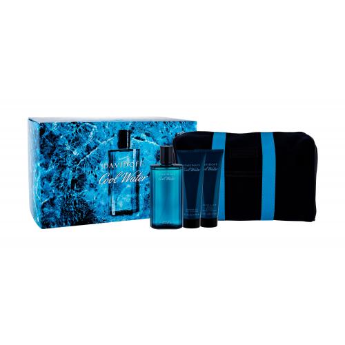 Davidoff Cool Water set cadou Apa de toaleta 125 ml + Balsam dupa ras 75 ml + Gel de dus 75 ml + Geantă cosmetica pentru bărbați