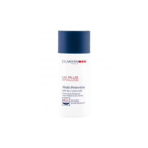 Clarins Men UV Plus Multi-Protection SPF 50 50 ml protecție solară pentru ten tester pentru bărbați Rezistent la apă; Natural