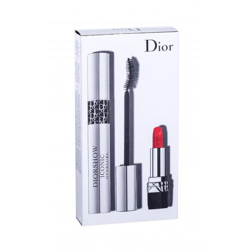 Christian Dior Diorshow Iconic Overcurl set cadou Mascara 10 ml + Ruj de buze Mini Rouge 999 1,5 g pentru femei 090 Over Black