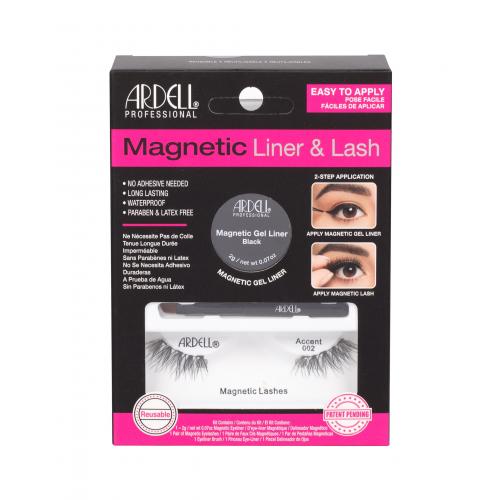 Ardell Magnetic Liner & Lash Accent 002 set cadou gene false magnetice Accent 002 1 per + tus magnetic 2 g Negru + periuta 1 buc pentru femei Black