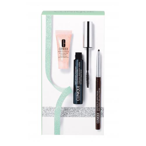 Clinique Lash Power set cadou mascara 6 ml + creion de ochi Quickliner Intense Chocolate 14 g + ser de ochi Moisture Surge 5 ml pentru femei Black