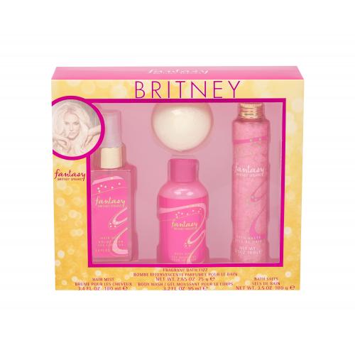 Britney Spears Fantasy set cadou spray parfumat de par 100 ml + bila spumant de baie 75 g + gel de dus 95 ml + sare de baie 100 g pentru femei