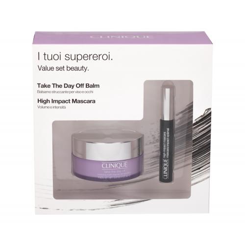 Clinique Take the Day Off Cleansing Balm set cadou balsam demachiant 125 ml + mascara High Impact 7 ml 01 Negru pentru femei