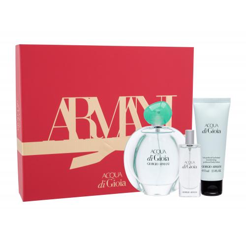 Giorgio Armani Acqua di Gioia set cadou apa de parfum 100 ml + lotiune de corp 75 ml + apa de parfum 15 ml pentru femei