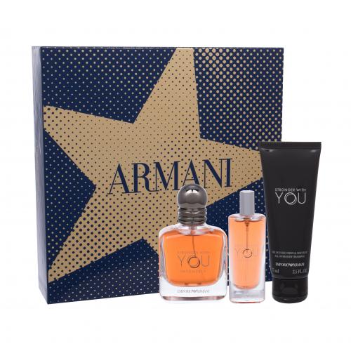 Giorgio Armani Emporio Armani Stronger With You Intensely set cadou apa de parfum 50 ml +apa de parfum 15 ml + gel de dus 75 ml pentru bărbați