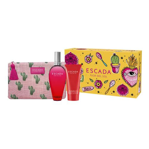 ESCADA Flor del Sol set cadou apa de toaleta 50 ml + lotiune de corp 50 ml + geanta cosmetica pentru femei