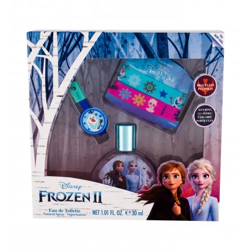 Disney Frozen II set cadou apa de toaleta 30 ml + breloc + bratara textila 2 buc pentru copii